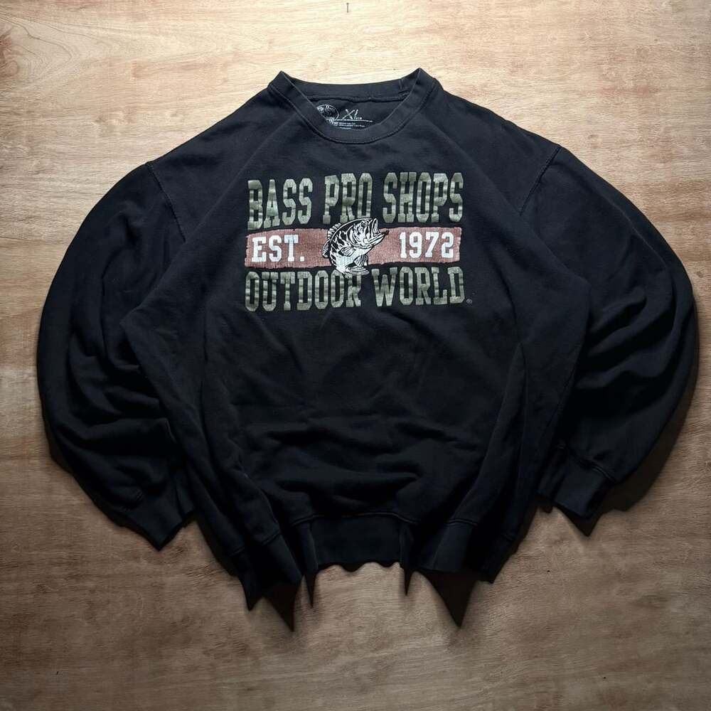Bass Pro Shops Crewneck Sweatshirt Size XL Black Graphic